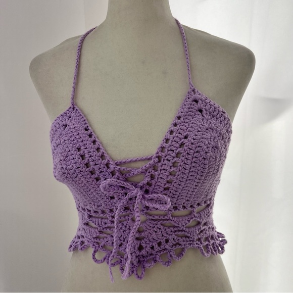Hand Crafted Tops - HANDMADE CROCHET halter TOP